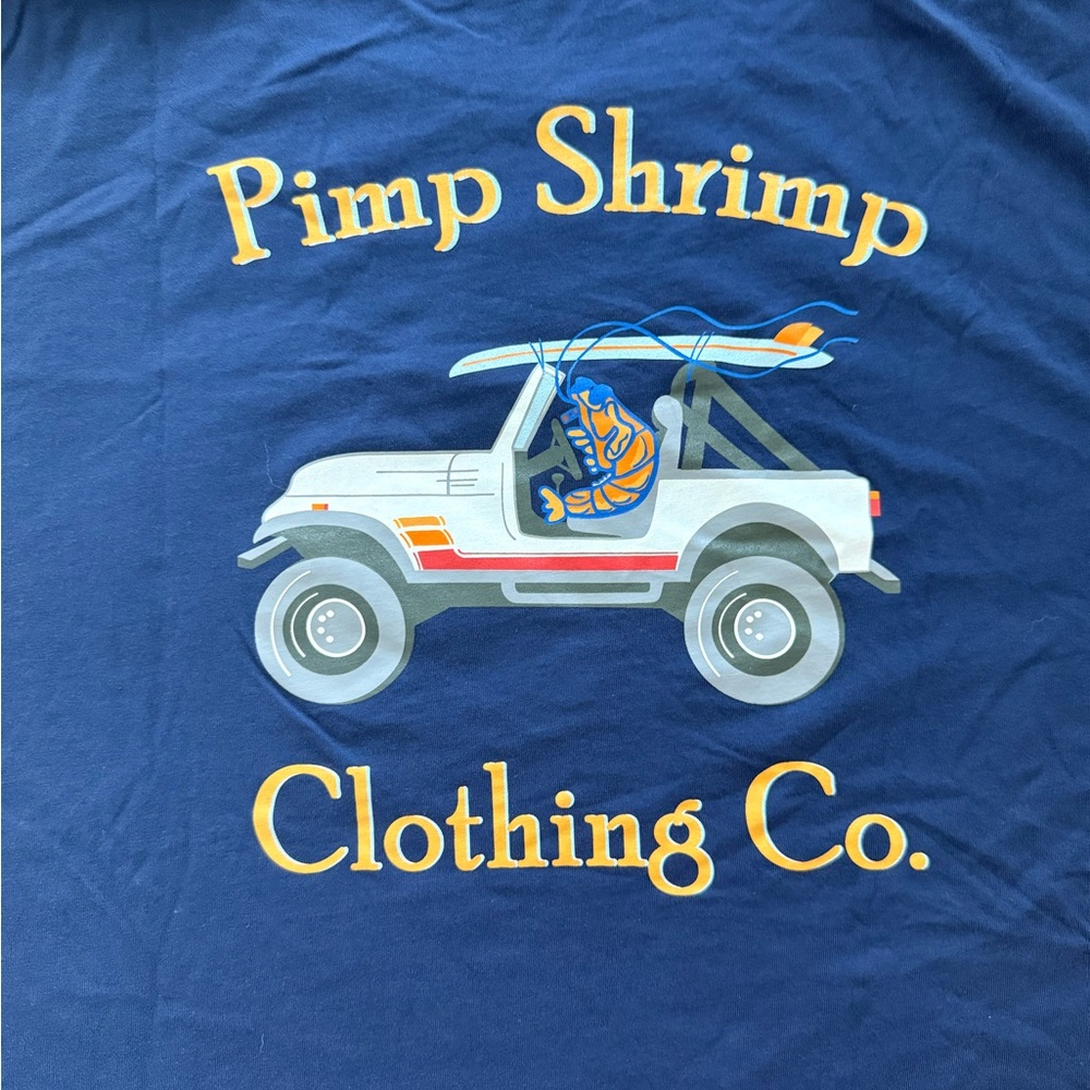Pimp Shrimp Clothing Co. Blue Graphic Pocket Tee